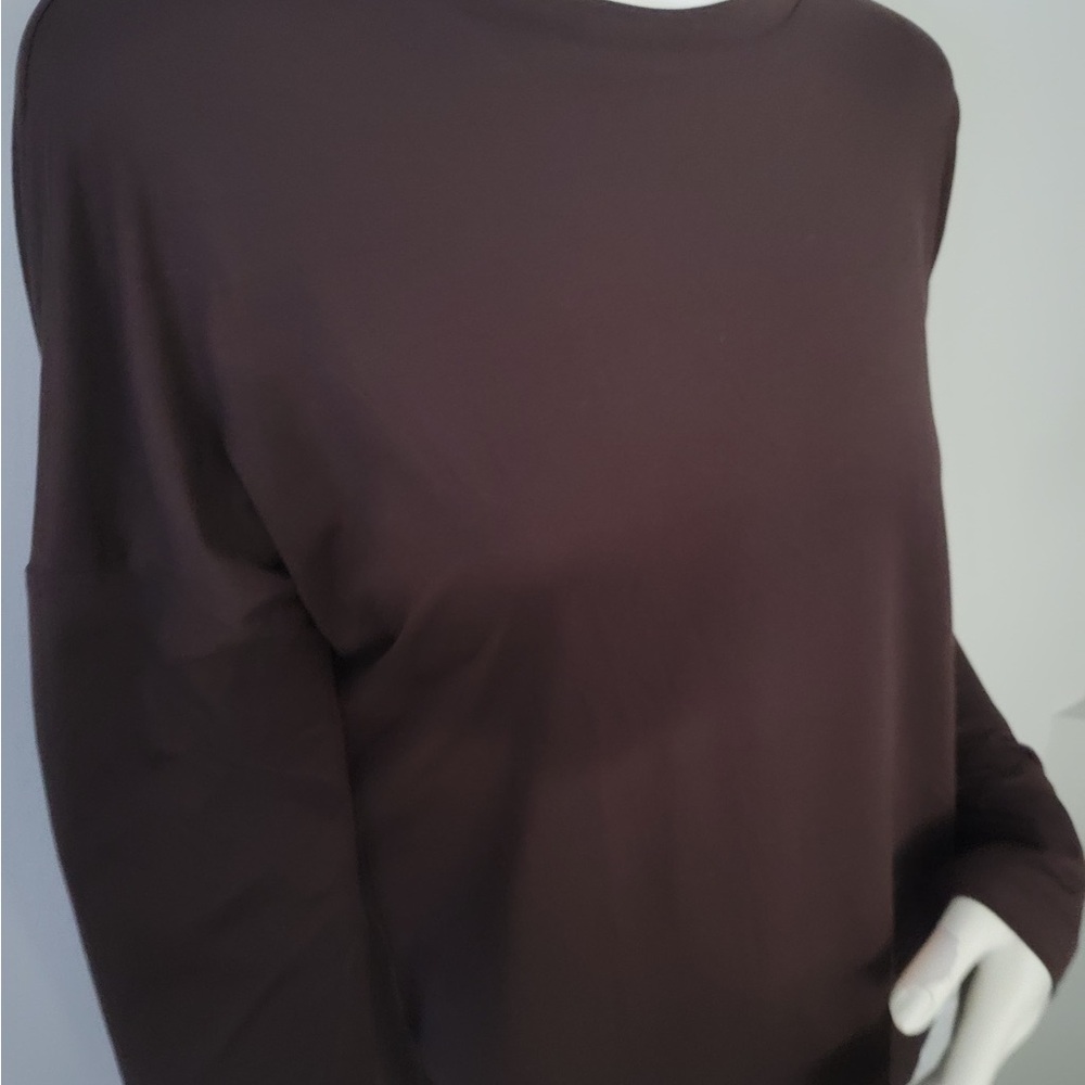 Women's Long Sleeve Crewneck Top - Dark Brown
